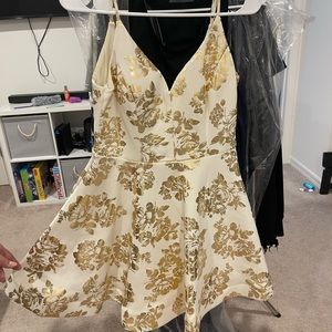 Gold and white knee dress